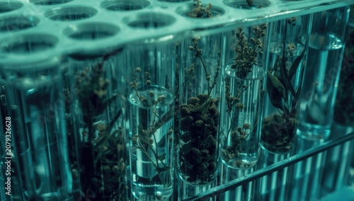Test tubes with plants subm...