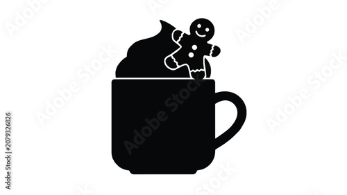 Cute black kitten sitting on a white mug in a cozy home setting for comfort and relaxation themed photography