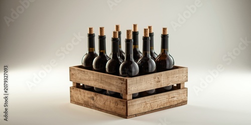 Bottles of wine in a wooden...