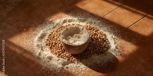 Bowl of flour surrounded by...