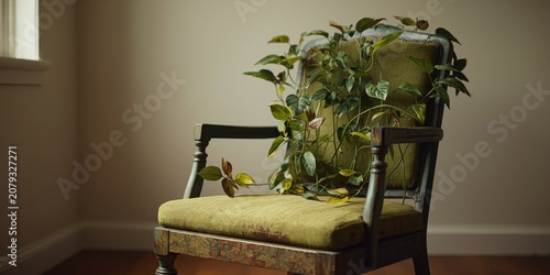 Indoor green chair with liv...