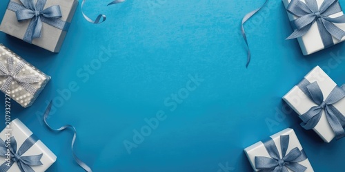 Blue background with gift b...