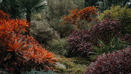Thermal botanical garden with vibrant foliage for Earth Day theme