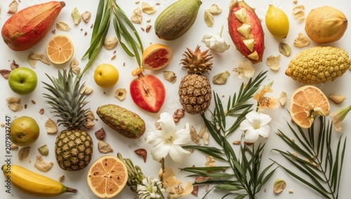 Tropical fruits and flowers...