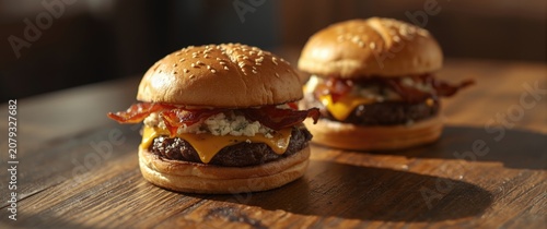 Burgers with bacon and chee...