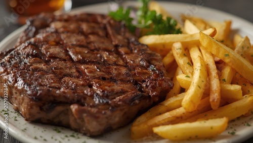 Grilled steak with crispy F...