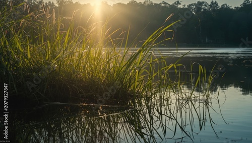 Sunlight reflecting on calm...