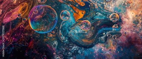 Colored bubbles floating in...
