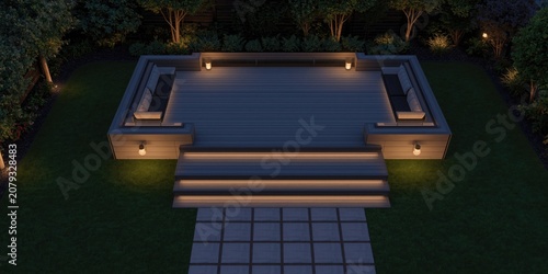 Outdoor wooden deck illumin...