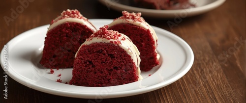 Red velvet cake slices with...