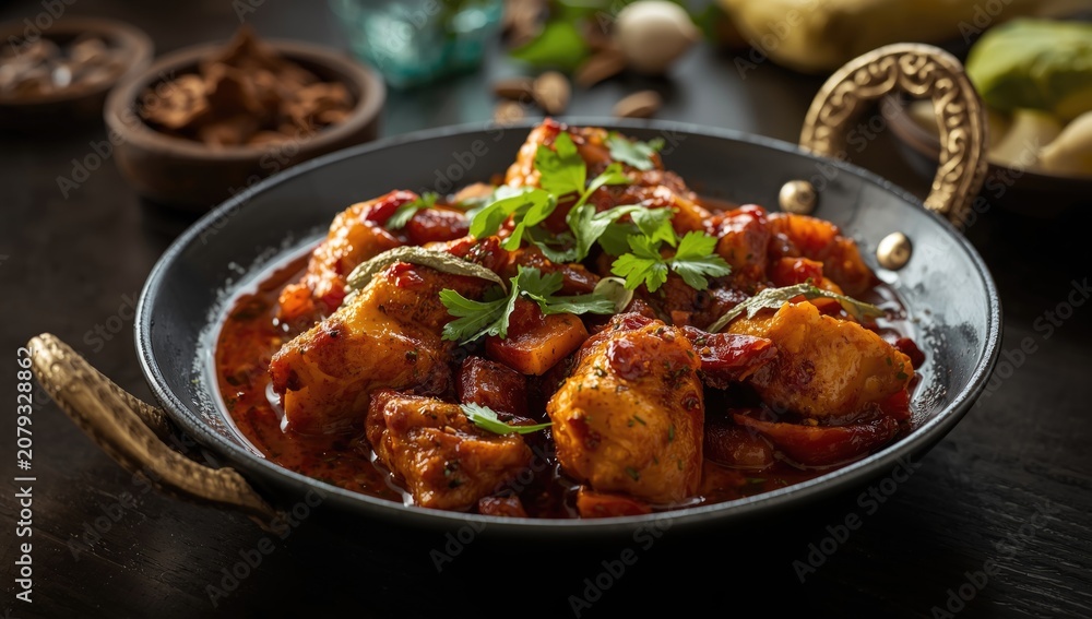 Fototapeta premium Vegetable curry served in a traditional bowl