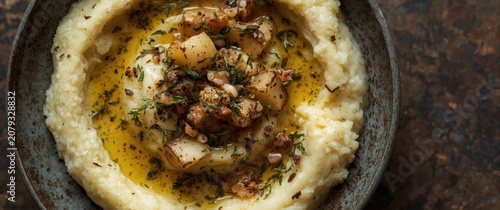 Creamy polenta topped with ...