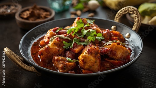 Vegetable curry served in a...