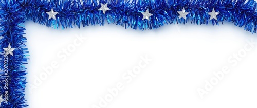 Blue tinsel garland with si...
