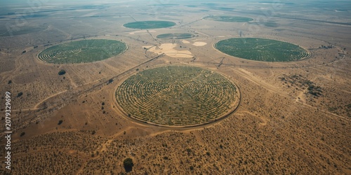 Aerial view of circular irr...