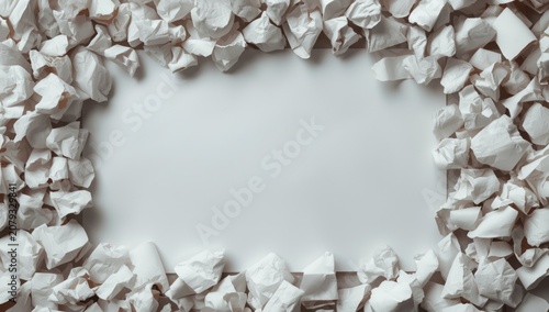 Crumpled paper surrounding ...
