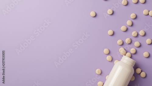 Pills spilled from a white ...