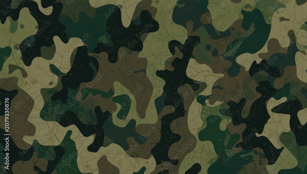 Fototapeta premium Camouflage fabric pattern in shades of green and brown