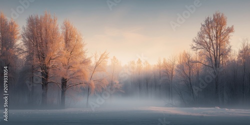 serene snowy forest landsca...