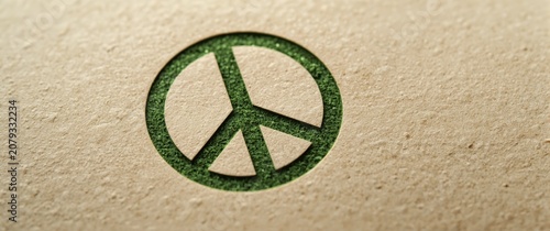 Green peace symbol cutout o...