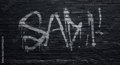 Urban black brick wall with...