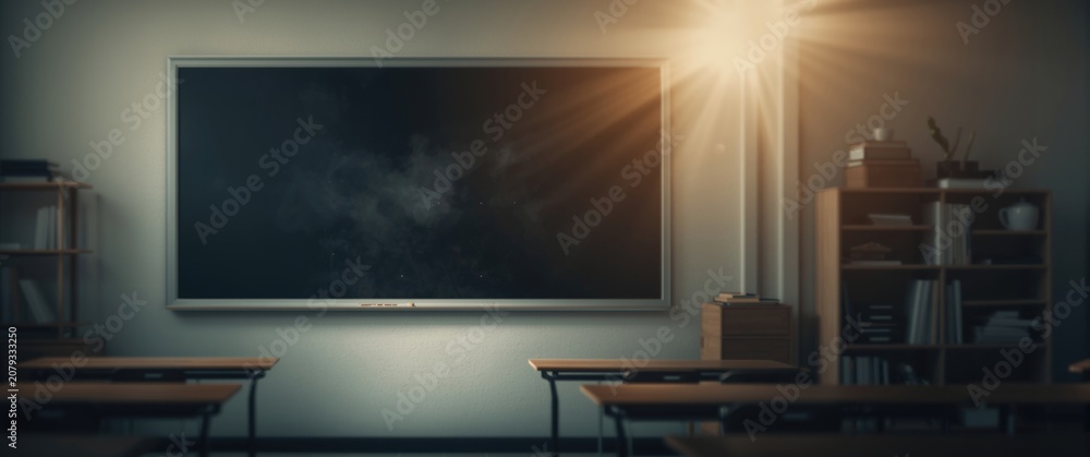 Obraz premium Standard school blackboard empty and clean for teaching