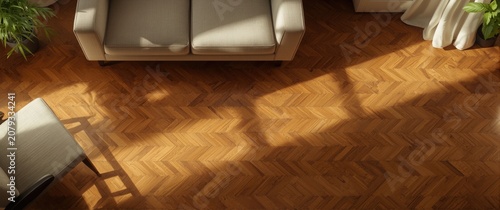 Herringbone wooden floor wi...