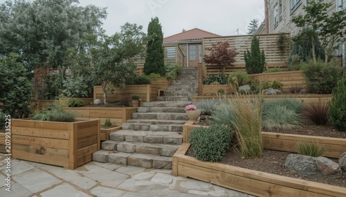 Landscaped garden with ston...