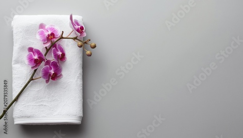 Pink orchid flower placed o...