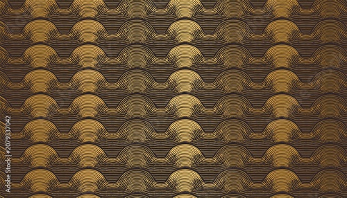 Luxury Japanese Wave Pattern Elegant Gold Lines Background Abstract Vector Design Chinese Ornament Flowing Water Shapes Vintage Asian Aesthetics Premium Wallpaper Decorative Print