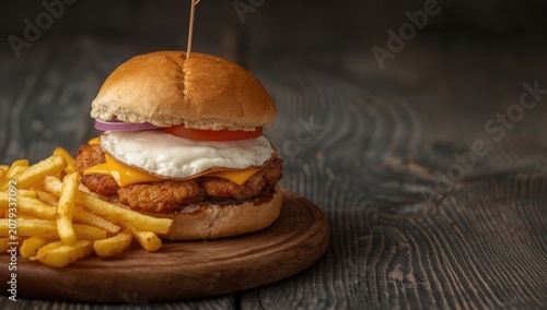 Chicken sandwich with egg a...