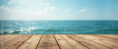 Wooden deck against blurred...