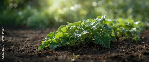 Green plant growing on rich...