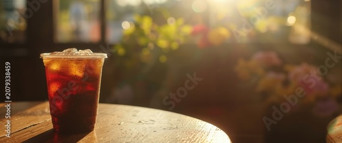 Iced coffee in a plastic cu...