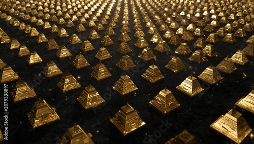 Golden pyramid-shaped bars ...
