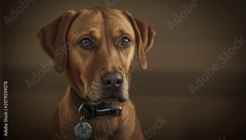 Pensive dog with identifica...