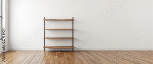 Minimalist wooden shelf aga...