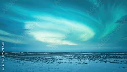 Vivid cyan landscape beneat...