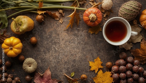 Autumn decorations with a c...