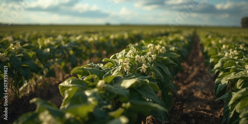 Tender soybean plants sprea...