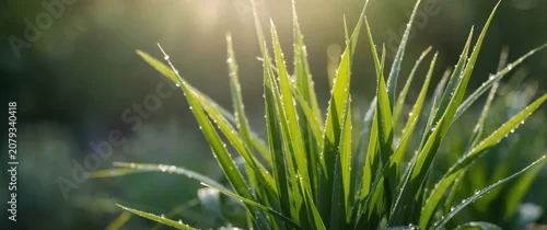 Panel kuchenny z motywem Lemongrass grass covered in delicate morning dew highlights