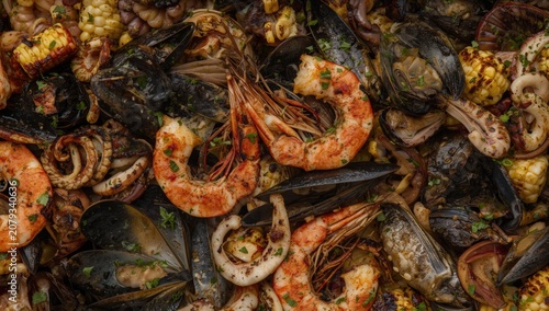 Seafood medley with shrimp,...