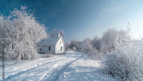 Snow-covered path leading t...