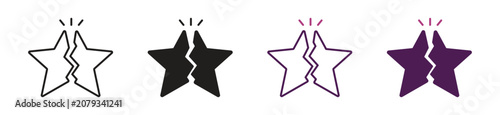 Valokuva Broken star rating icon set