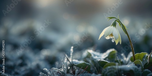 White flower with droplets ...