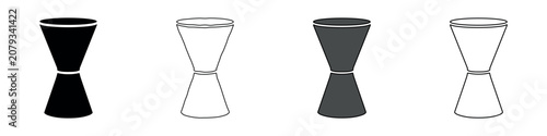 Set of four jigger icons in different styles and colors for bar tools