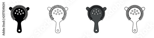 Fotografie Cocktail strainer set in four distinct graphic styles for bar preparation