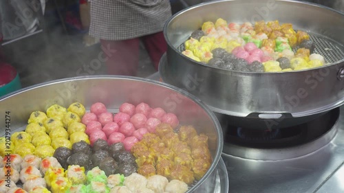 Dim sum at a night food market in a Chinatown