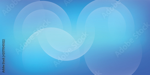 Abstract Blue Gradient Background with Transparent Overlapping Circles and Soft Waves