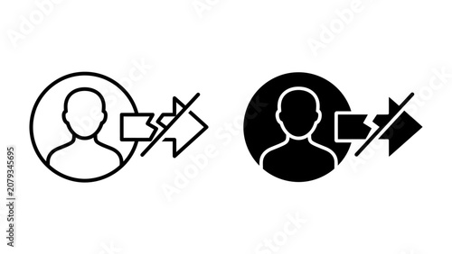 Tableau sur toile User icon crossed out and arrow symbol: Representing denial of access or exclusion